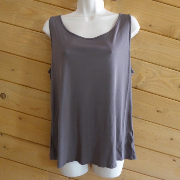 Eileen Fisher Brown Soft 100% Silk Basic Tank Top Sleeveless Layer Stretchy L? - Picture 1 of 9